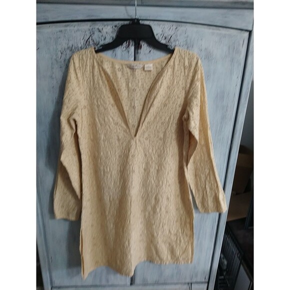 Tommy Bahama V-neck Embroidered Tan Dress  Small Boho Cottage Core Femin… - Picture 1 of 13